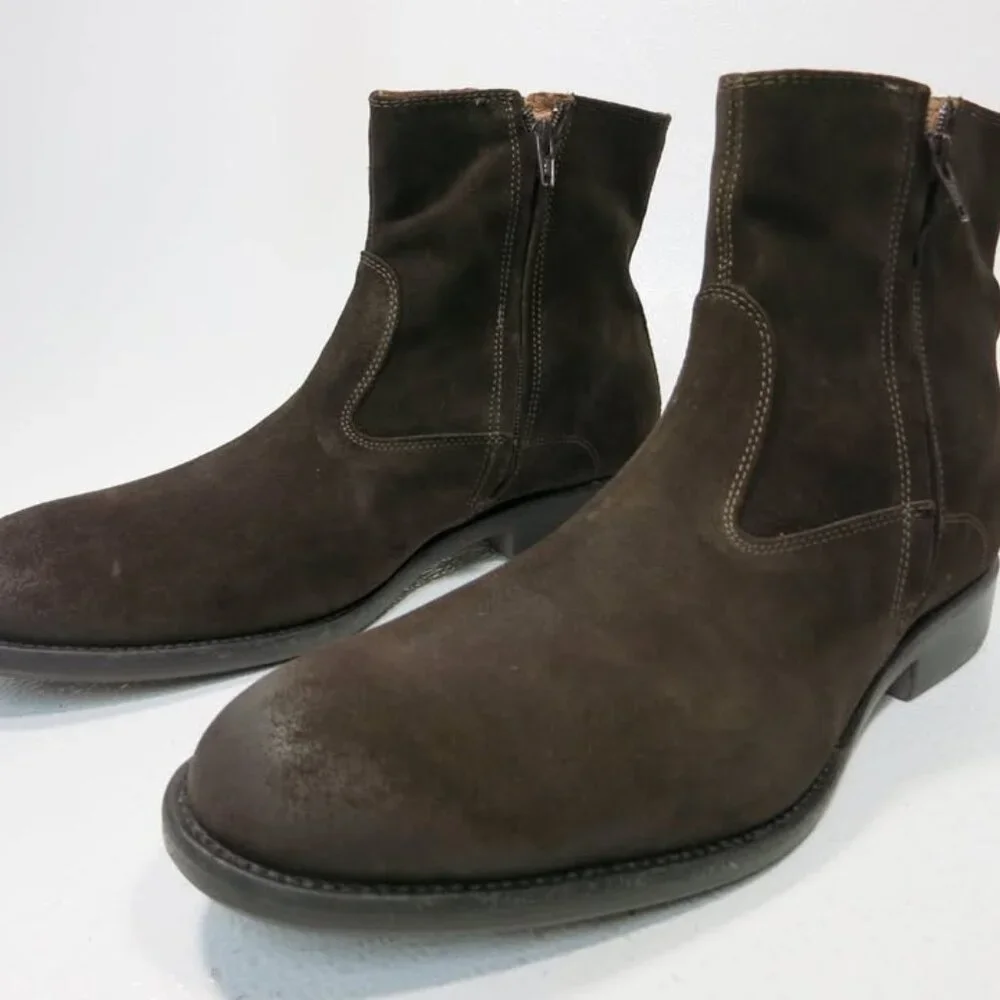 Johnston & Murphy Suede Leather Dual Zipper Boots Men's Footwear Shoes Sz 12